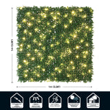 English Boxwood 40 in. x 40 in. Artificial Hedge Panel with Lights (2-Pack)