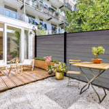 Composite Fence Series 6 ft. x 6 ft. Manhattan Gray Brushed Fence Panel (12-Pack)