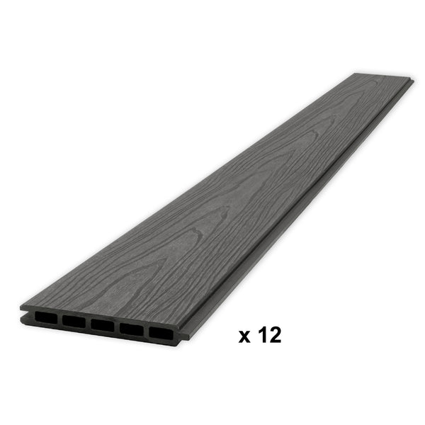 Composite Fence Series 6 ft. x 6 ft. Harrow Grey Co-Extruded Composite Fence Panel (12-Pack)