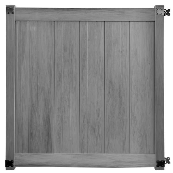 Woodgrain Pre-Assembled Vinyl Hazy Gray Fence Gate 6 feet. W x 6 feet. H