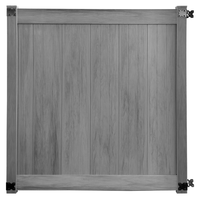 Woodgrain Pre-Assembled Vinyl Hazy Gray Fence Gate 6 feet. W x 6 feet. H