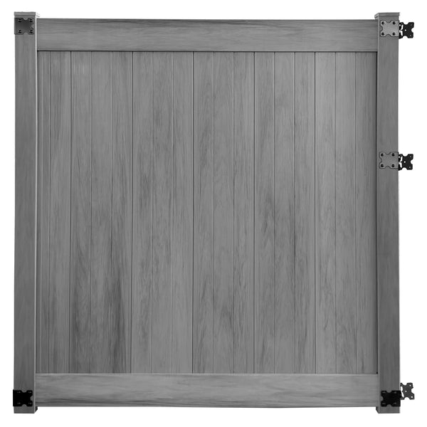 Woodgrain Pre-Assembled Vinyl Hazy Gray Fence Gate 6 ft. W x 6 ft. H