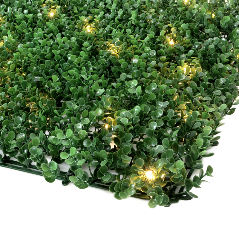 English Boxwood 40 in. x 40 in. Artificial Hedge Panel with Lights (2-Pack)
