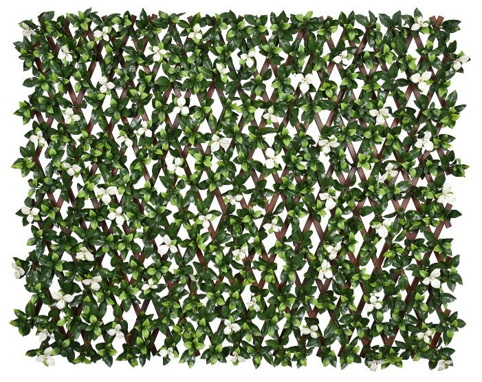 Gardenia with White Removable Flowers 34 in. x 76 in. Expandable Trellis (1-Pack)