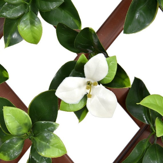 Gardenia with White Removable Flowers 34 in. x 76 in. Expandable Trellis (1-Pack)
