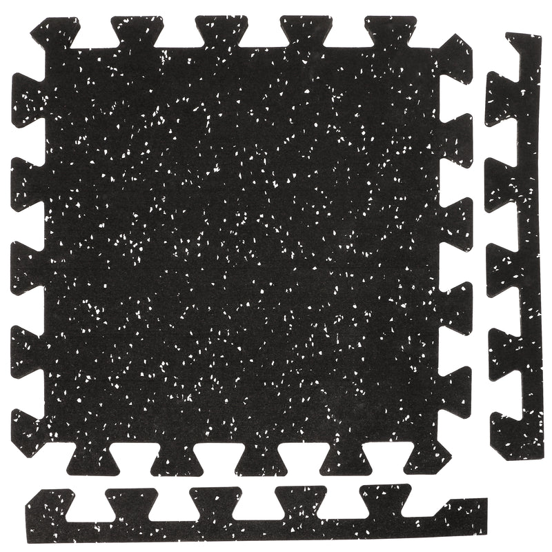 Black/Grey 18-inch x 18-inch 8mm Rubber Interlocking Floor Tile (6-Pack)