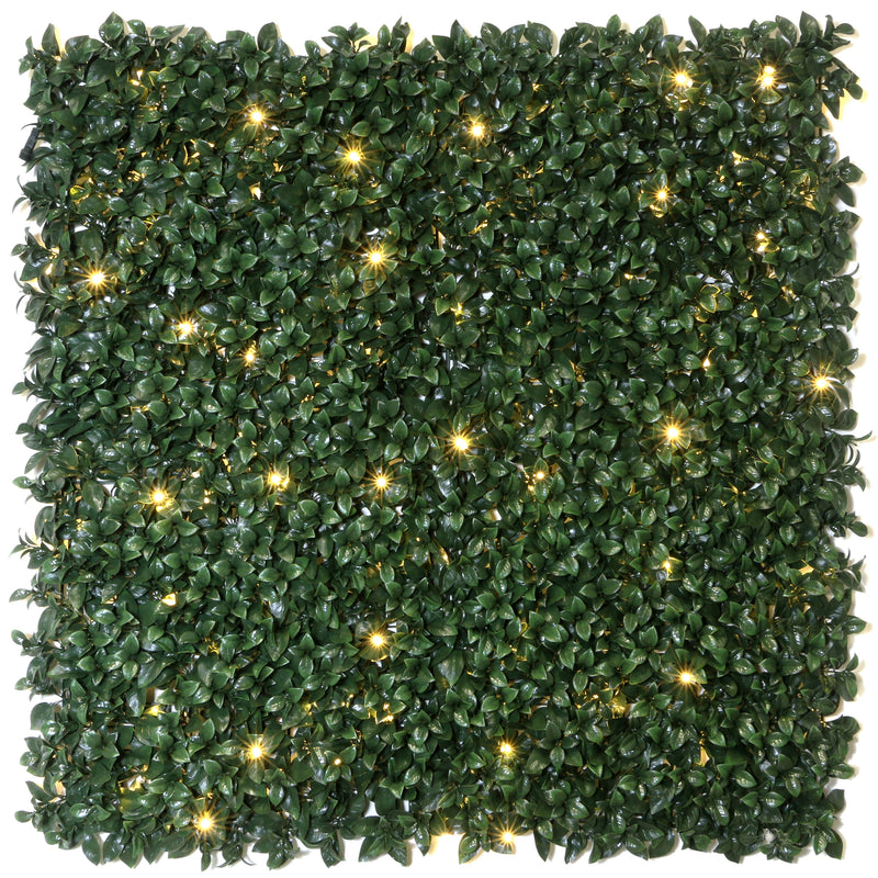 Gardenia 40 in. x 40 in. Artificial Hedge Panels with Lights (2-Pack)