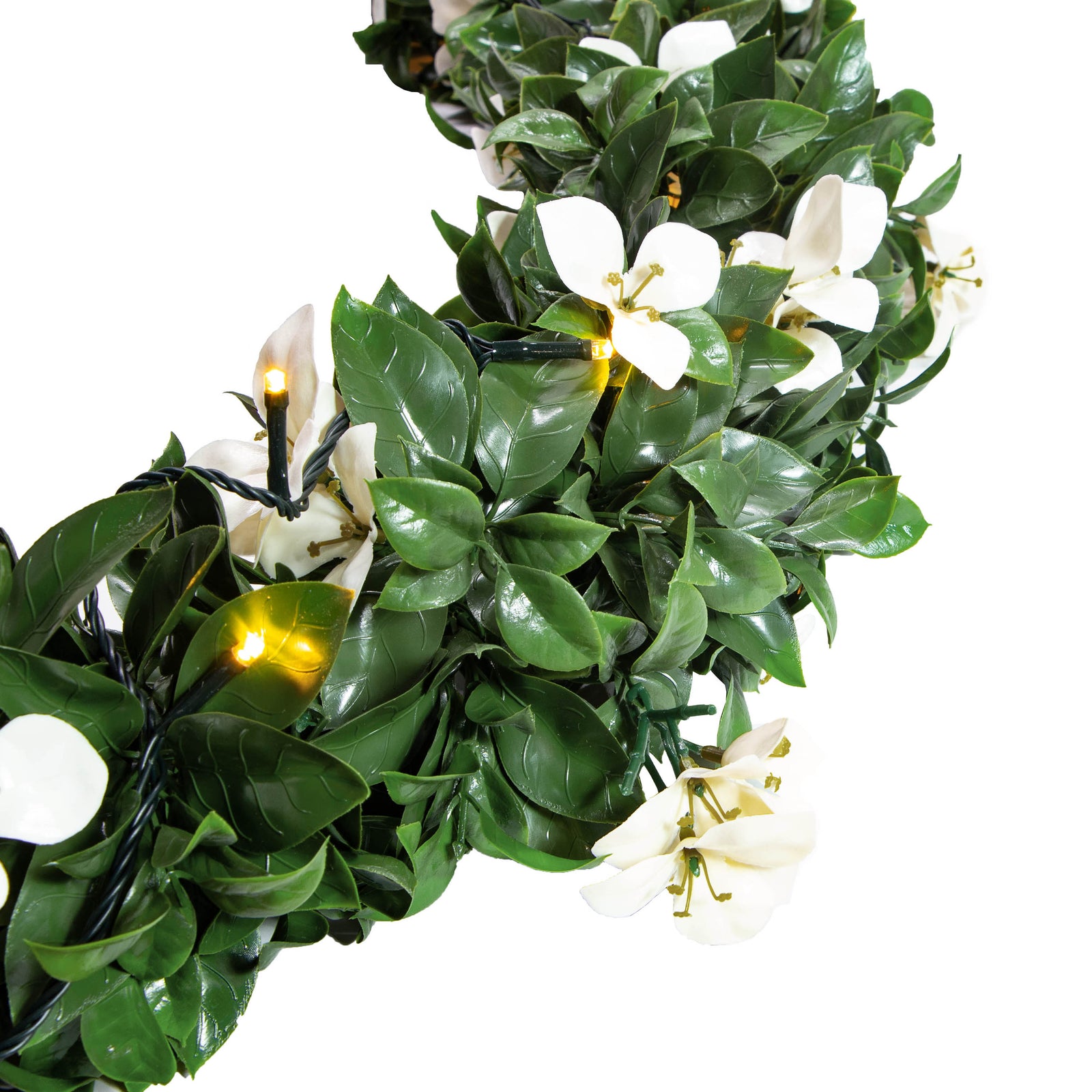 Gardenia 6.56 ft. Artificial Garland with Lights (2 Pack