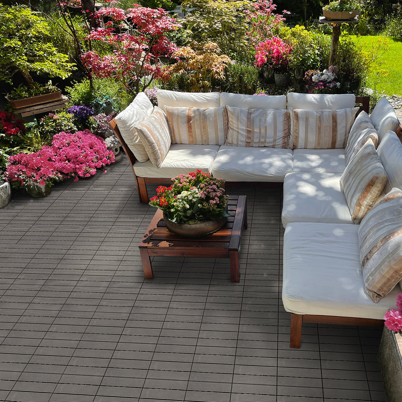 Composite Deck Tiles in Slate (12 per Case) 1 ft. x 1 ft.