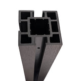 6' Single Extruded Composite Fence Series Composite Surface Mount Fence Post Black with Steel Base Insert