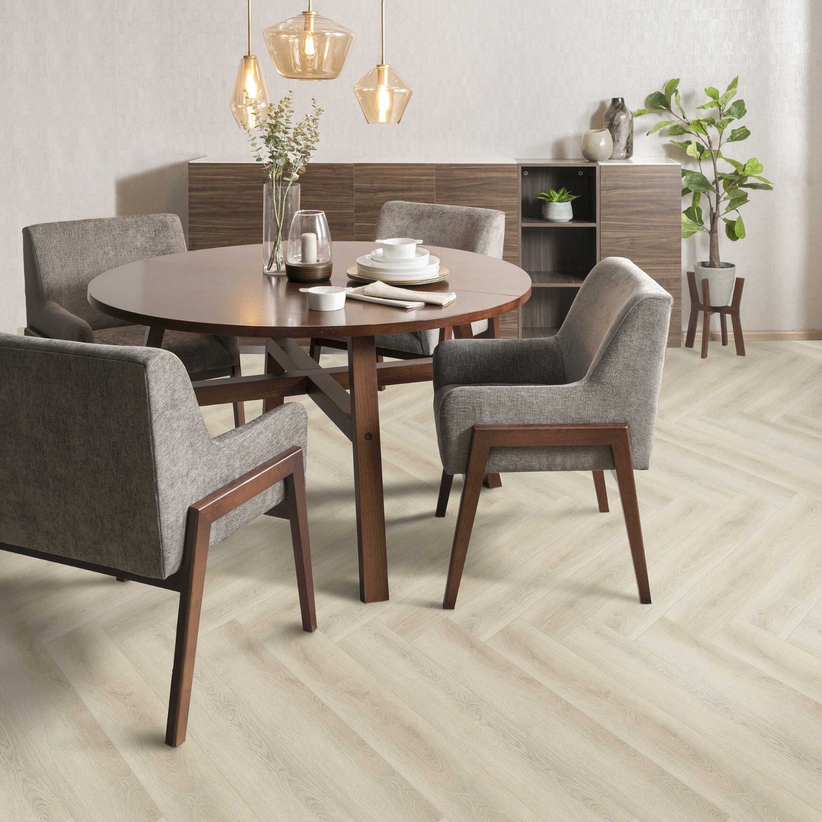 Newcastle Herringbone 4.2+1 mm Rigid Core Vinyl Flooring 5.91 in