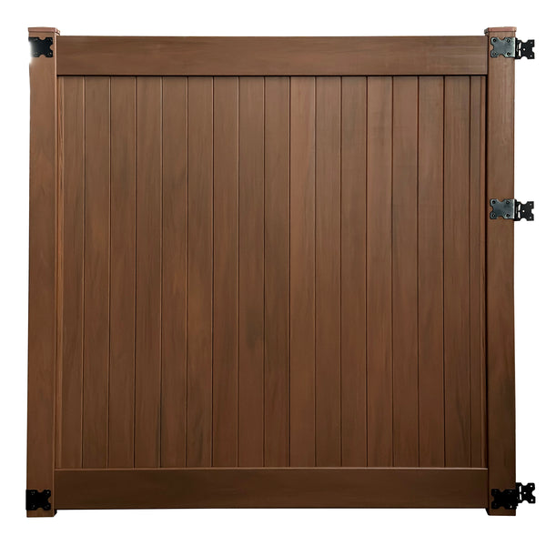 Woodgrain Pre-Assembled Vinyl Hickory Fence Gate 6 ft. W x 6 ft. H